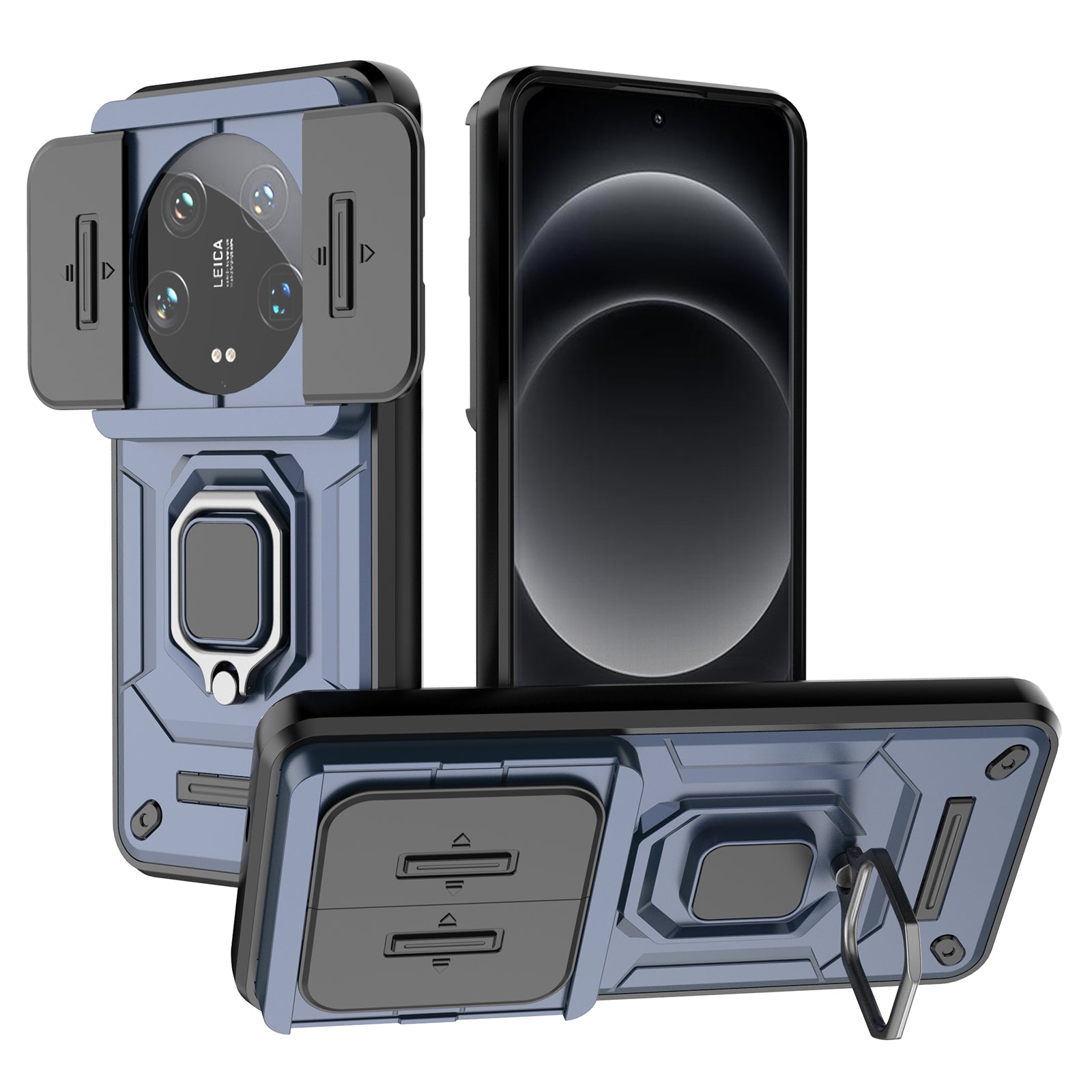 For Xiaomi 14 Ultra Case PC+TPU Kickstand Phone Shell with Slide Lens Cover For Xiaomi 14 Ultra Case PC+TPU Kickstand Phone Shell with Slide Lens Cover
